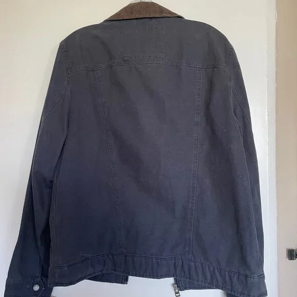 Levi's Men's Canvas Utility Jacket - Blue w/ Brown Corduroy Collar (Small) - Picture 4 of 8